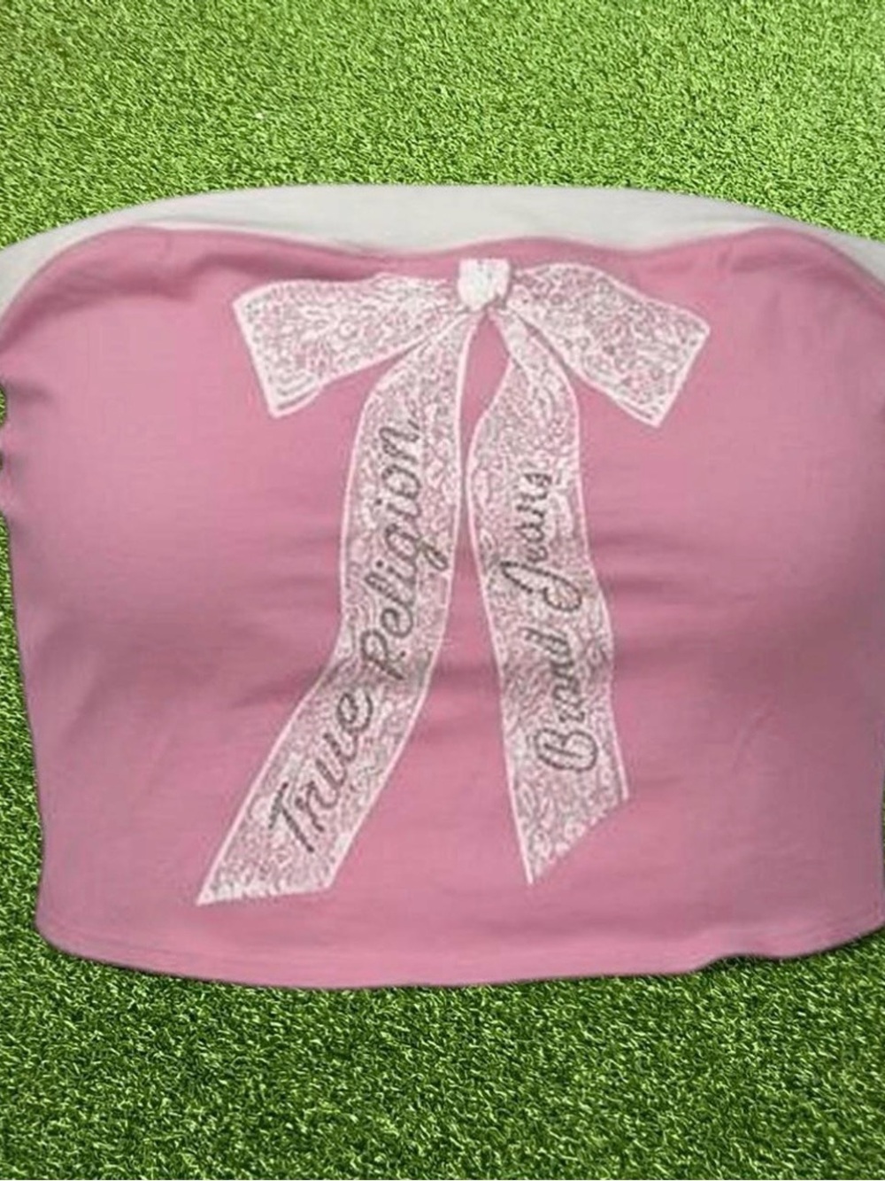🎀  NWT True Religion Prism Pink Bow Tube Top Rhinestone Size M ✨